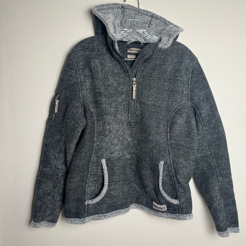 Marmot Beth Rodden Edition 1/4 zip Gray Fleece Jacket hooded